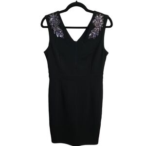 Azaka Paris Black Bead Embellished Formal Dress Size M